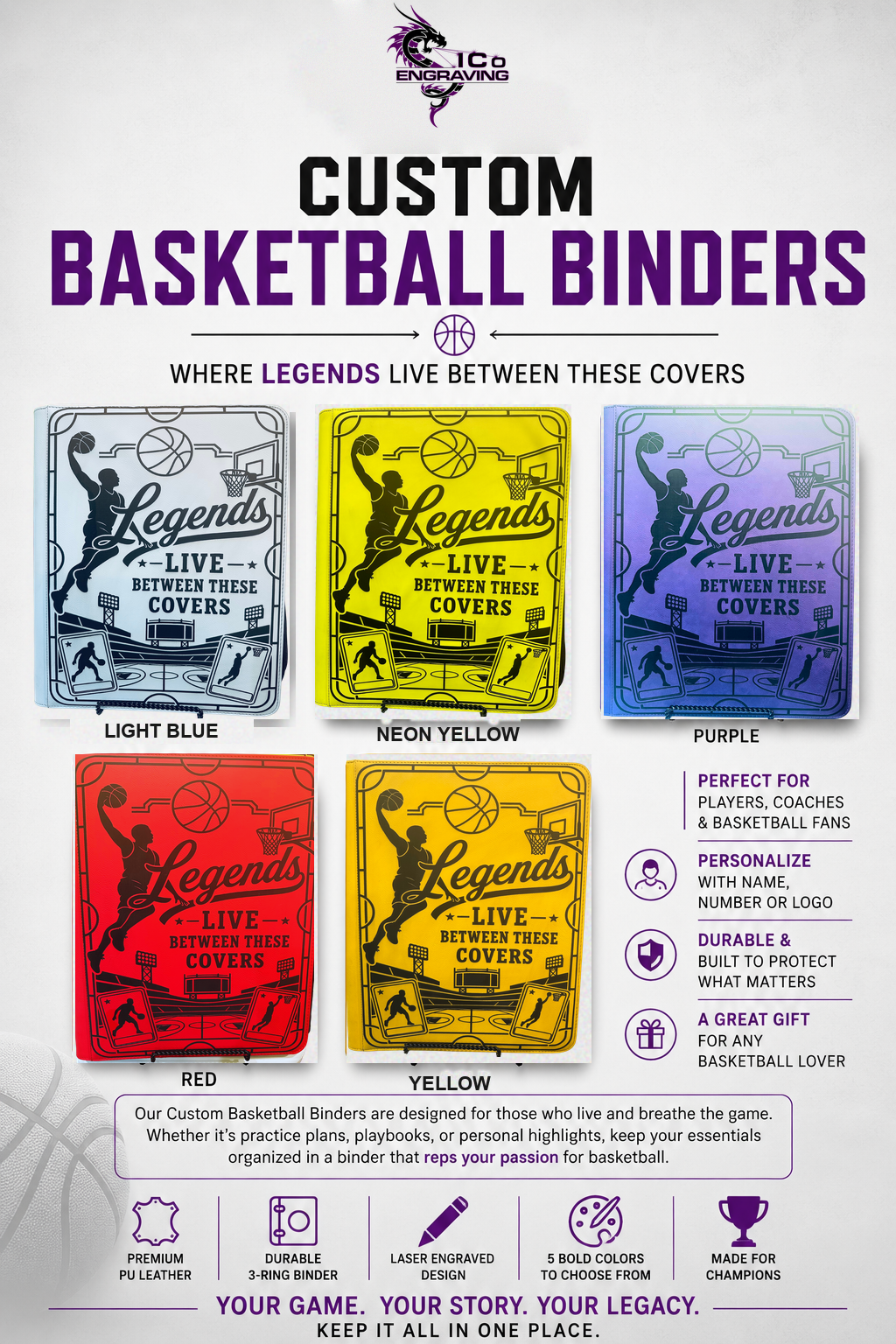 Custom Basketball Binder – Legends Live Between These Covers